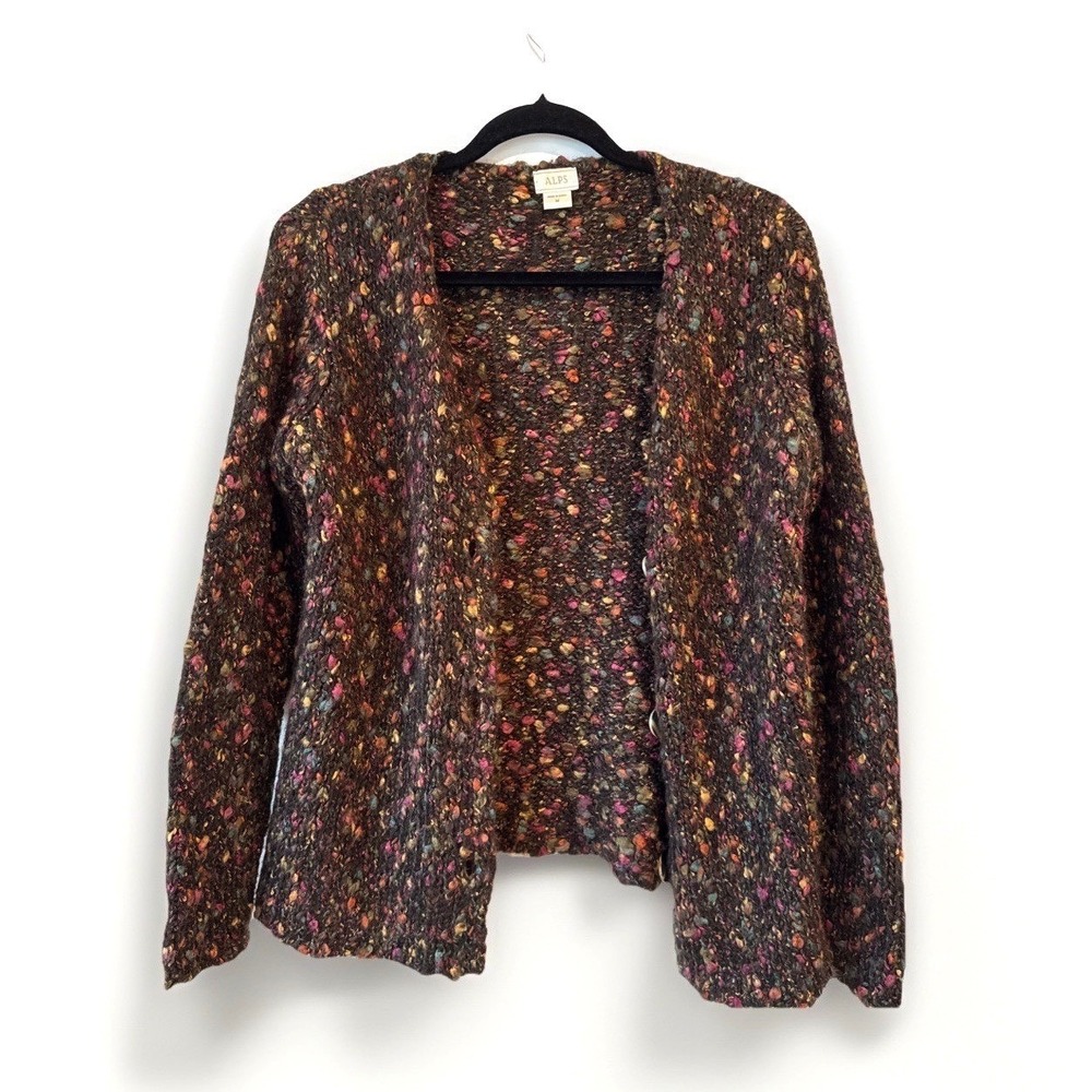 Alps Alpaca Blend Cardigan Womens M Boho Artisan Cottagecore Cozy Chunky Hippie